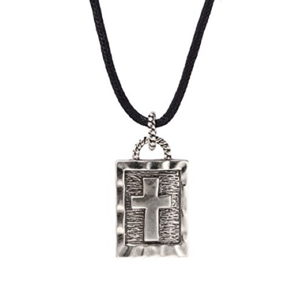 Necklace - Embrace Cross Pendant Black Cord Silver Cross Pendant | OS NWT